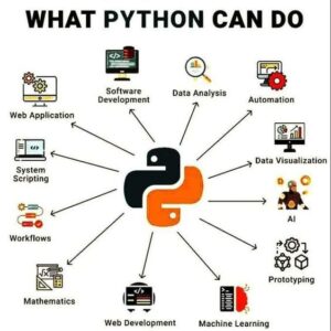 Students exploring real-world applications of Python programming such as web development, data science, automation, and AI at The Core Systems Chandigarh.