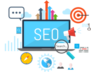 Digital marketing students learning the importance of SEO, keyword research, and website optimization for higher search engine rankings.